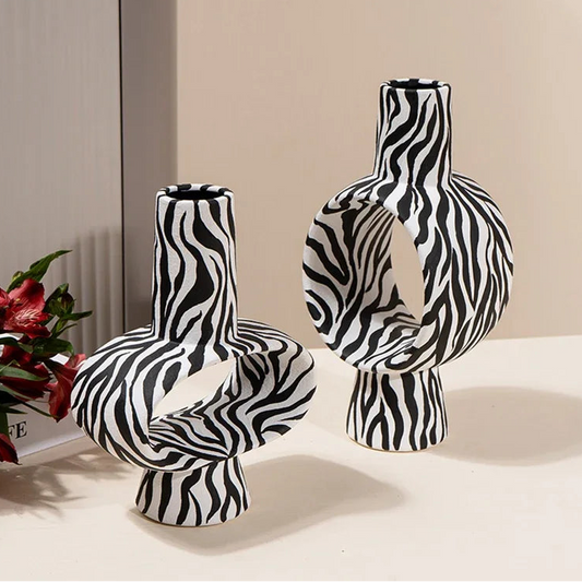 Zebra Stripes Ceramic Vase