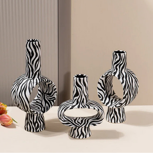 Zebra Stripes Ceramic Vase